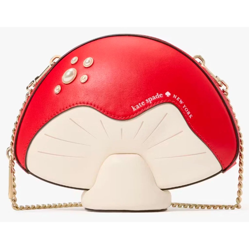 S Kate Spade 3d Mushroom Crossbody Bag Red & Ivory Leather Kl919 Nwt Collectible